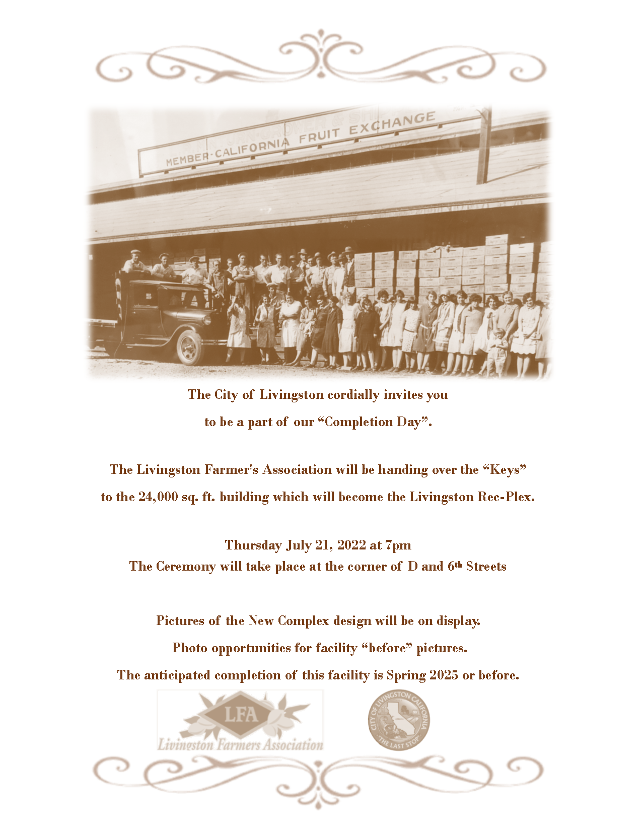 Completion Day Ceremony 'Passing the Keys' invitation