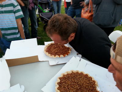 Contestants at the sweet potato pie eating contest