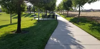 Shaded walking path at Joseph Gallo Park