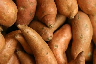 Close-up of fresh sweet potatoes