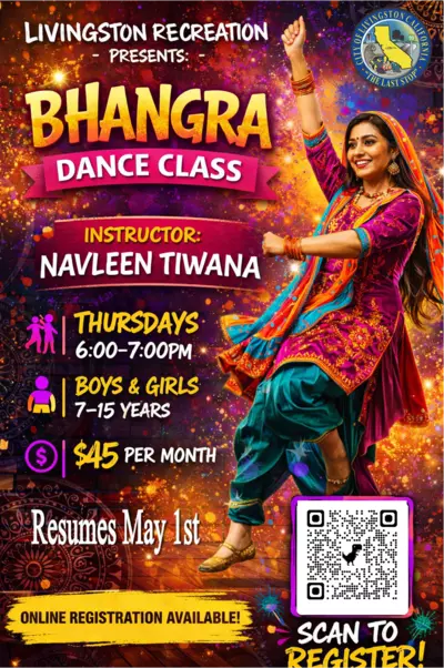 Bhangra dance class information poster