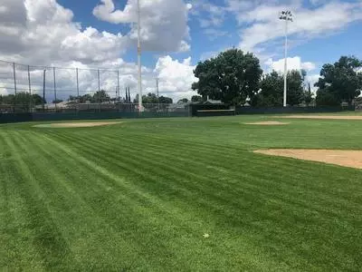 Perfectly groomed infield at Joe Alvernaz Field
