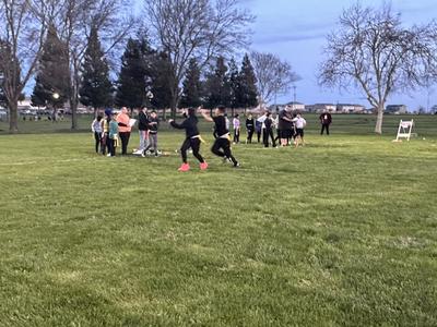 Flag football scrimmage