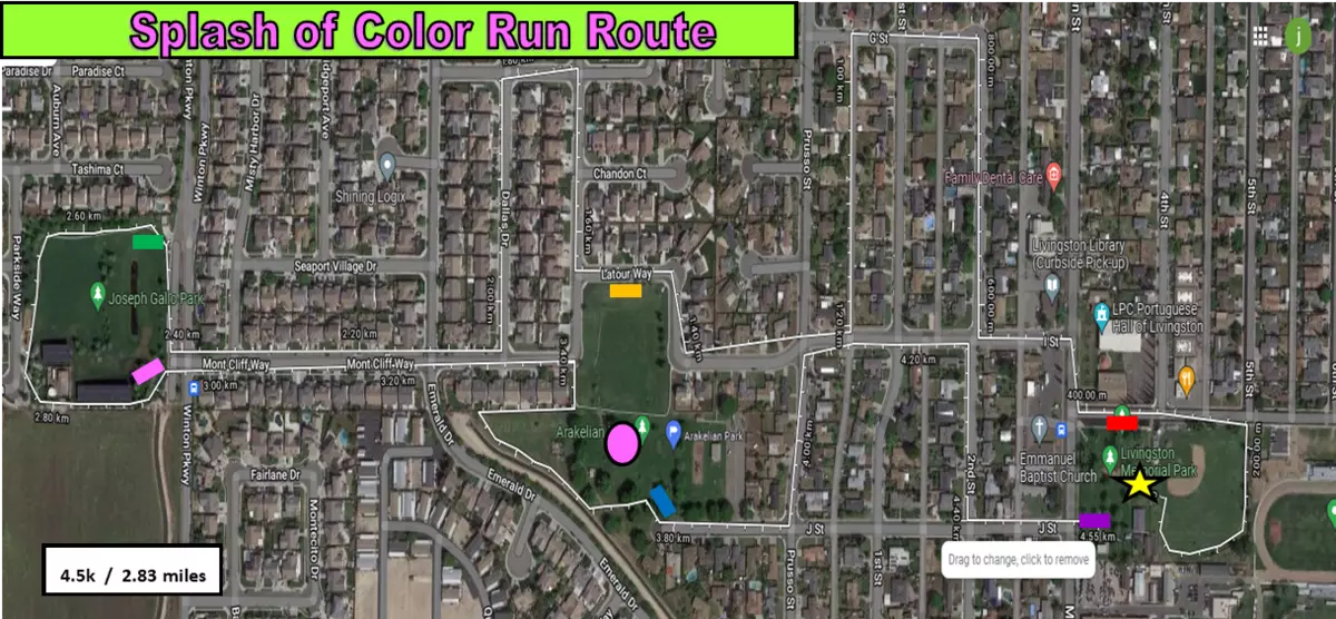 Splash of Color Run route map