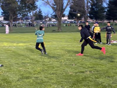 Flag football players on the field